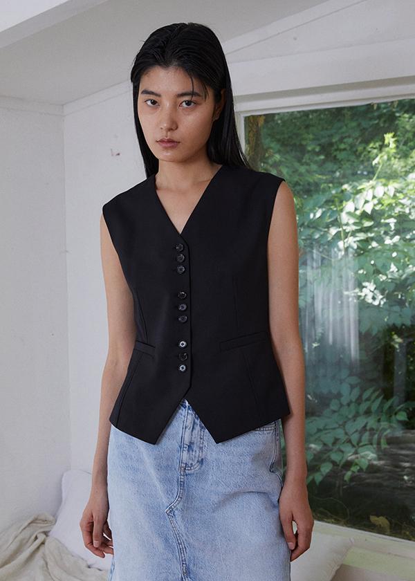 Button Point Classic Vest_BLACK