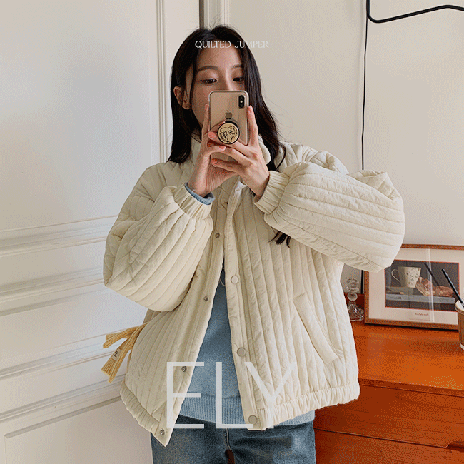 일리 스트라이프 누빔점퍼