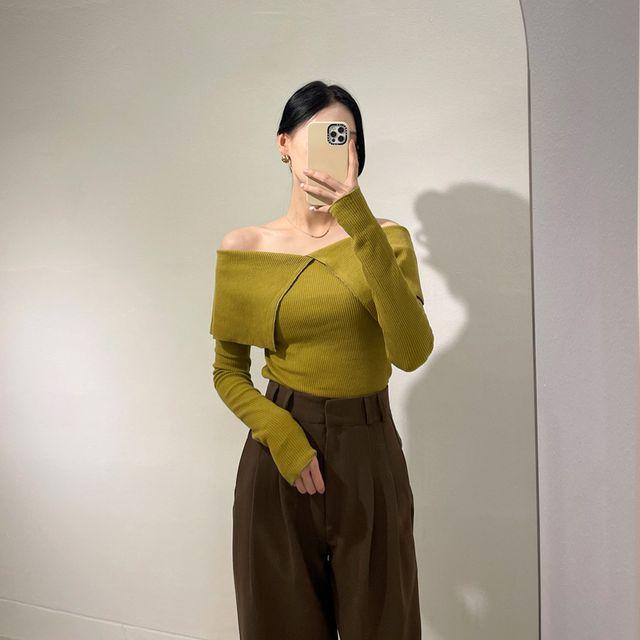 오프 빅카라 골지 니트