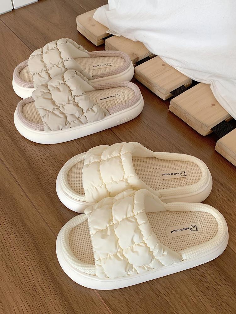 수심 Padding Slippers 여름 패딩 슬리퍼 패브릭 퀼팅 푹신한 병원 사무실