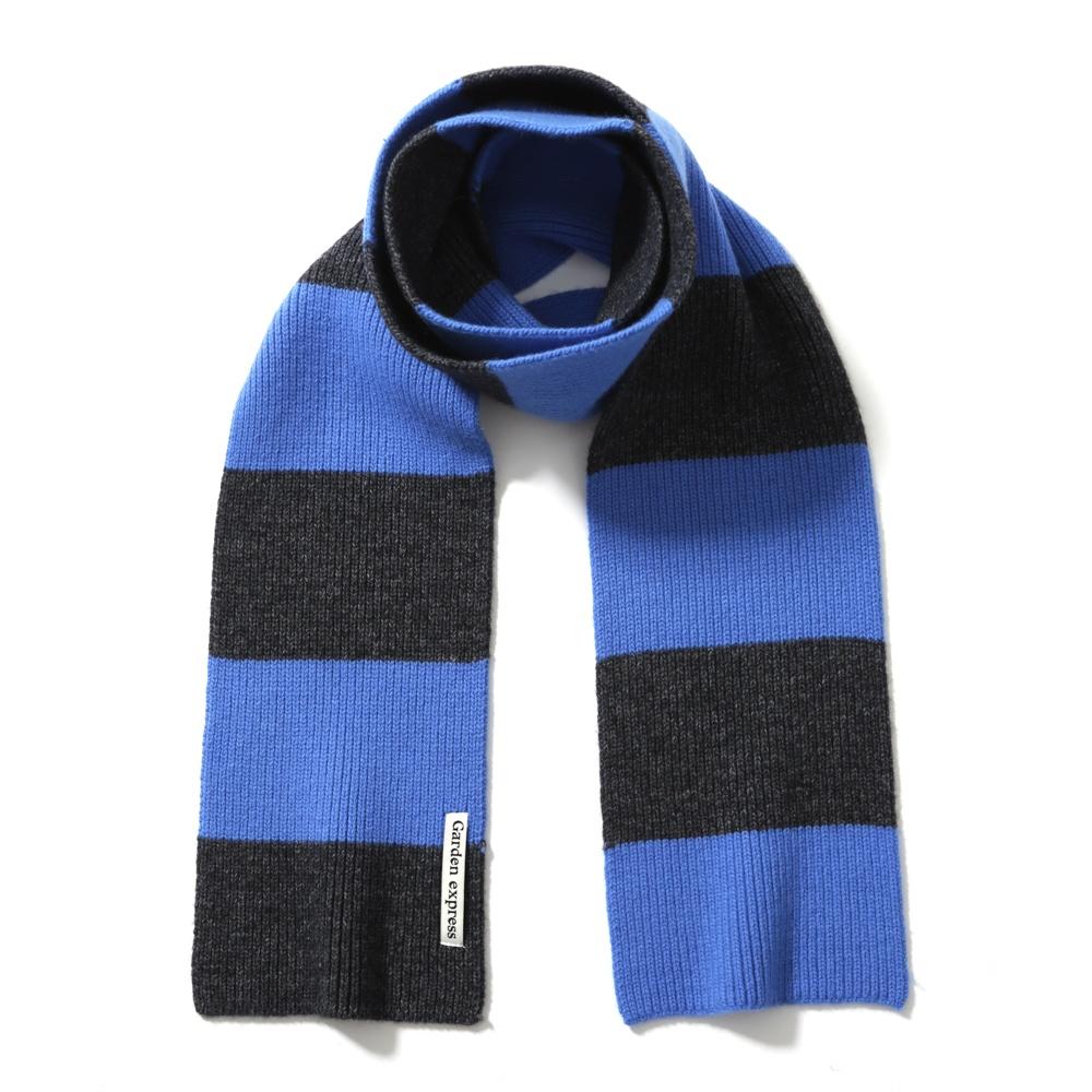 CASHMERE WOOL BLENDED MUFFLER (blue&charcoal mix)