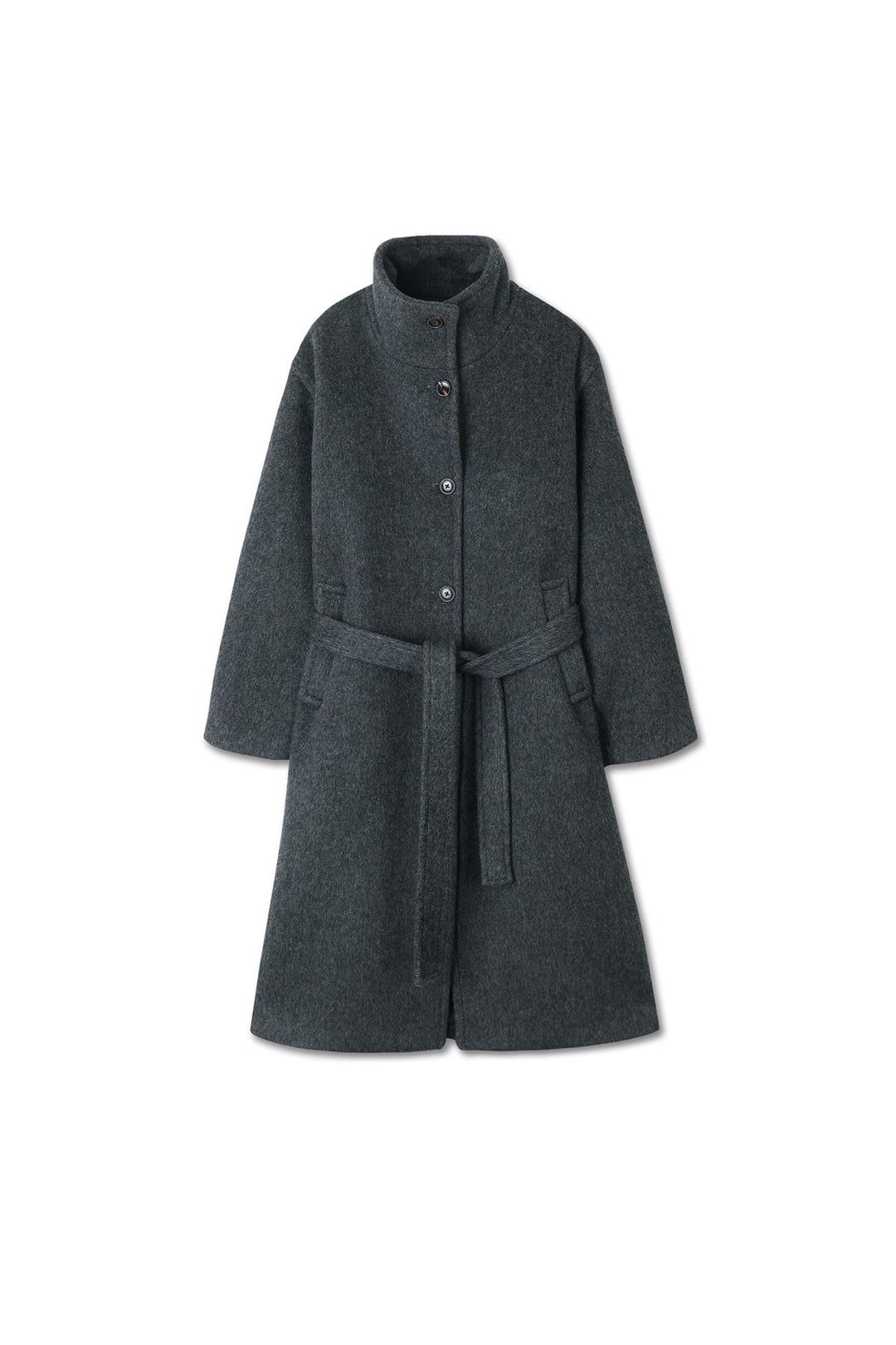 미치코런던 [무료반품] (12/10 예약발송) BELTED BALMACAAN WOOL COAT CHARCOAL