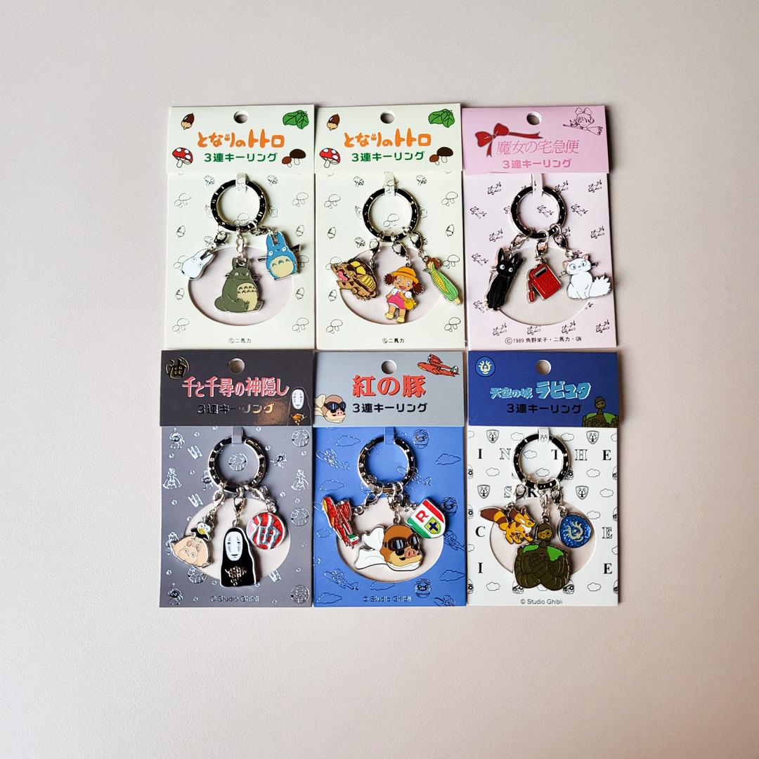 지브리 3단 키링 -토토로 지지 메이 고양이버스 가오나시 붉은돼지 라퓨타 키홀더 열쇠고리