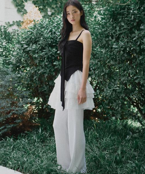 리본 타이 애시매트릭 랩 탑 (2컬러)