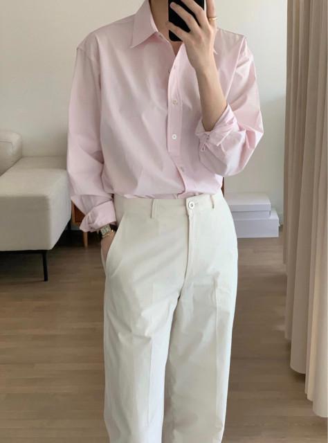 오브젝트 엔느 셔츠 코튼 긴팔 카라 데일리 sh (4colors)