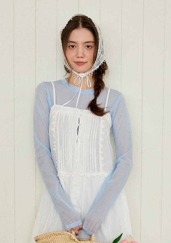 MESH SHEER SIMPLE TOP_SKY BLUE
