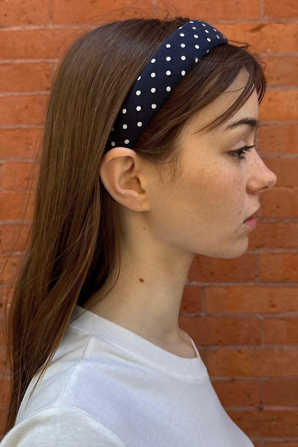 Polka Dots Headband - Navy with White Polka Dots