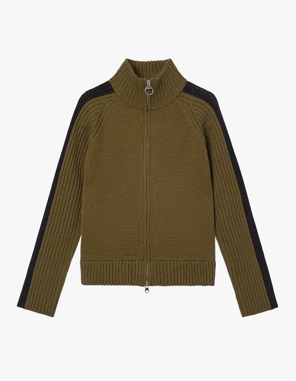 Two-Way Zip Track Knit Jacket - Khaki