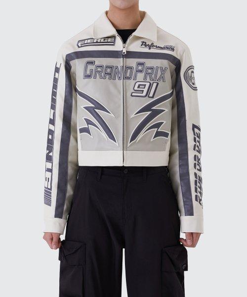 RACING PU JACKET_OFF WHITE