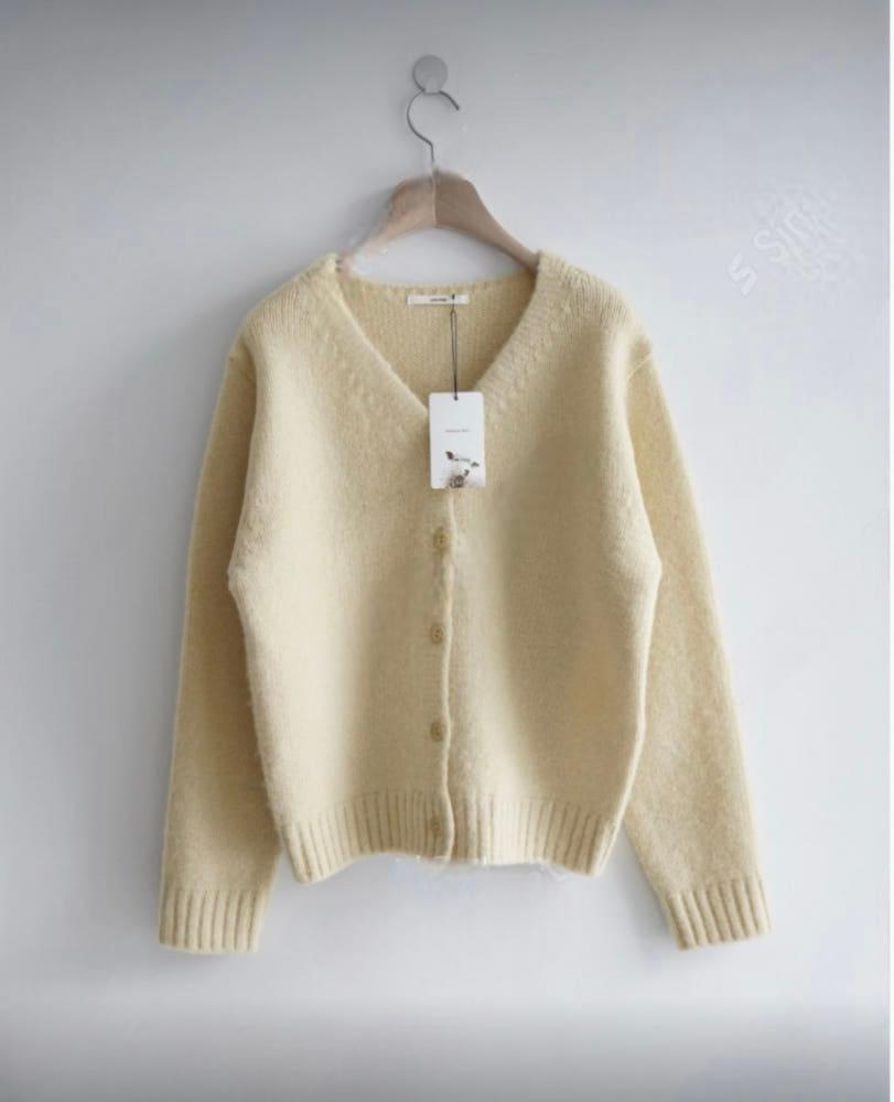 [LOUNGE] 라운지 셔틀랜드 브러쉬 가디건 울 100% 브이넥 니트 (4color)