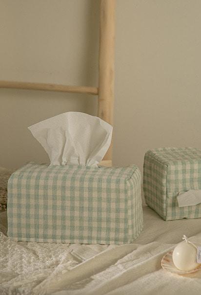 체크 워싱 티슈케이스(민트)