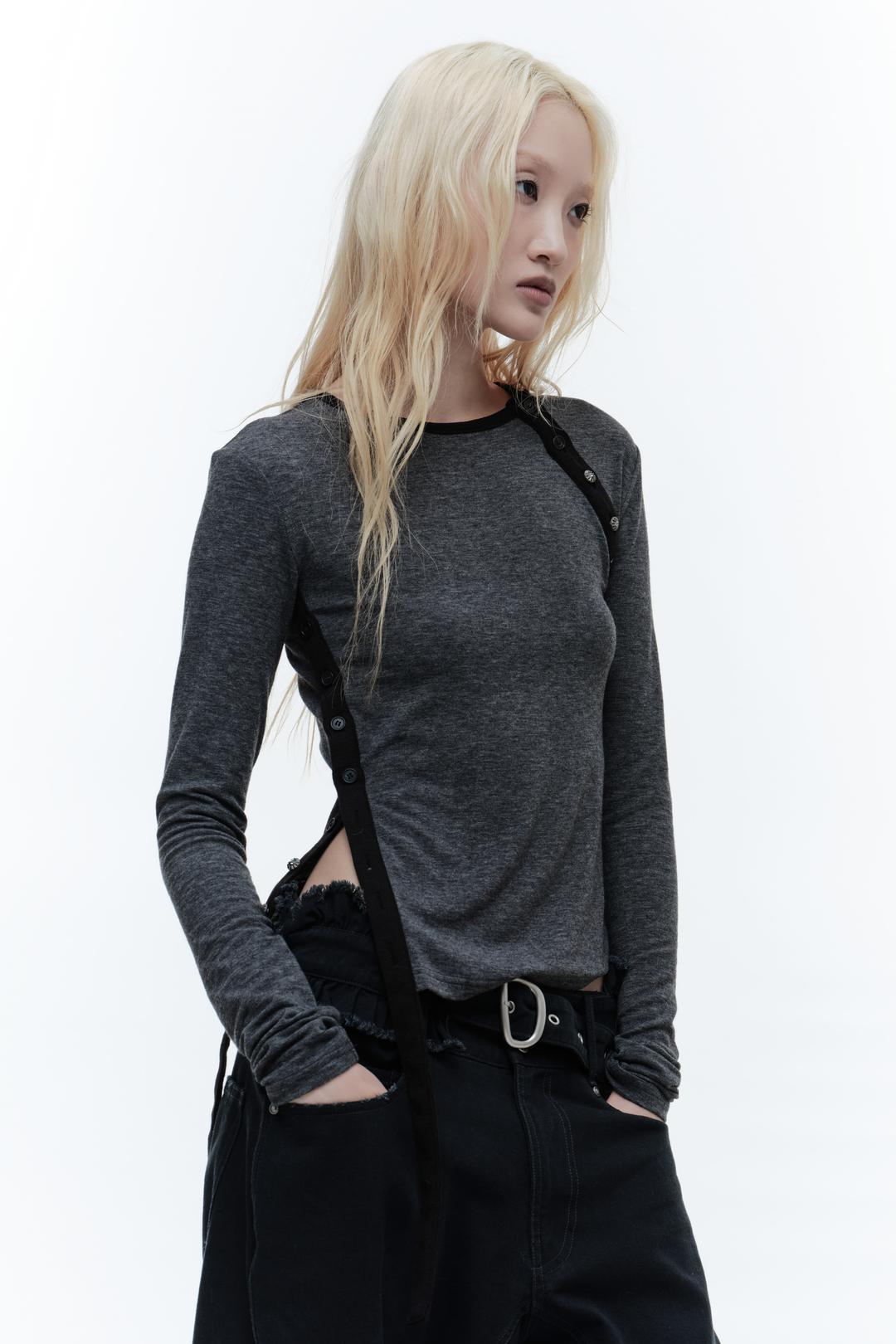 SIDE STRAP BUTTON TOP CHARCOAL