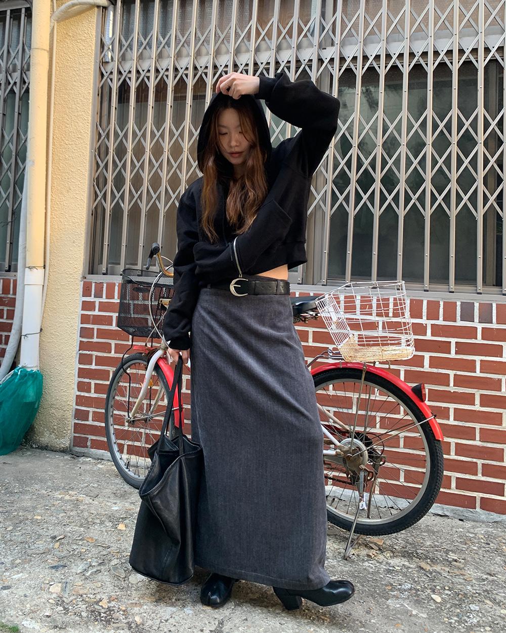 벨로아 맥시 스커트(차콜) s당일m금요일출고