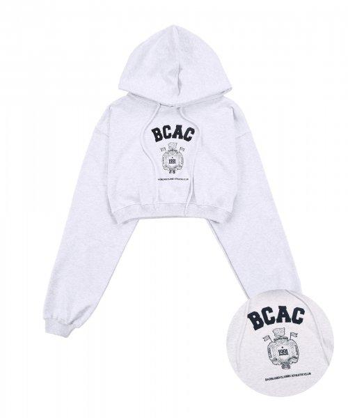 BCAC 엠블렘 헤비웨이트 크롭 후드 - 애쉬그레이