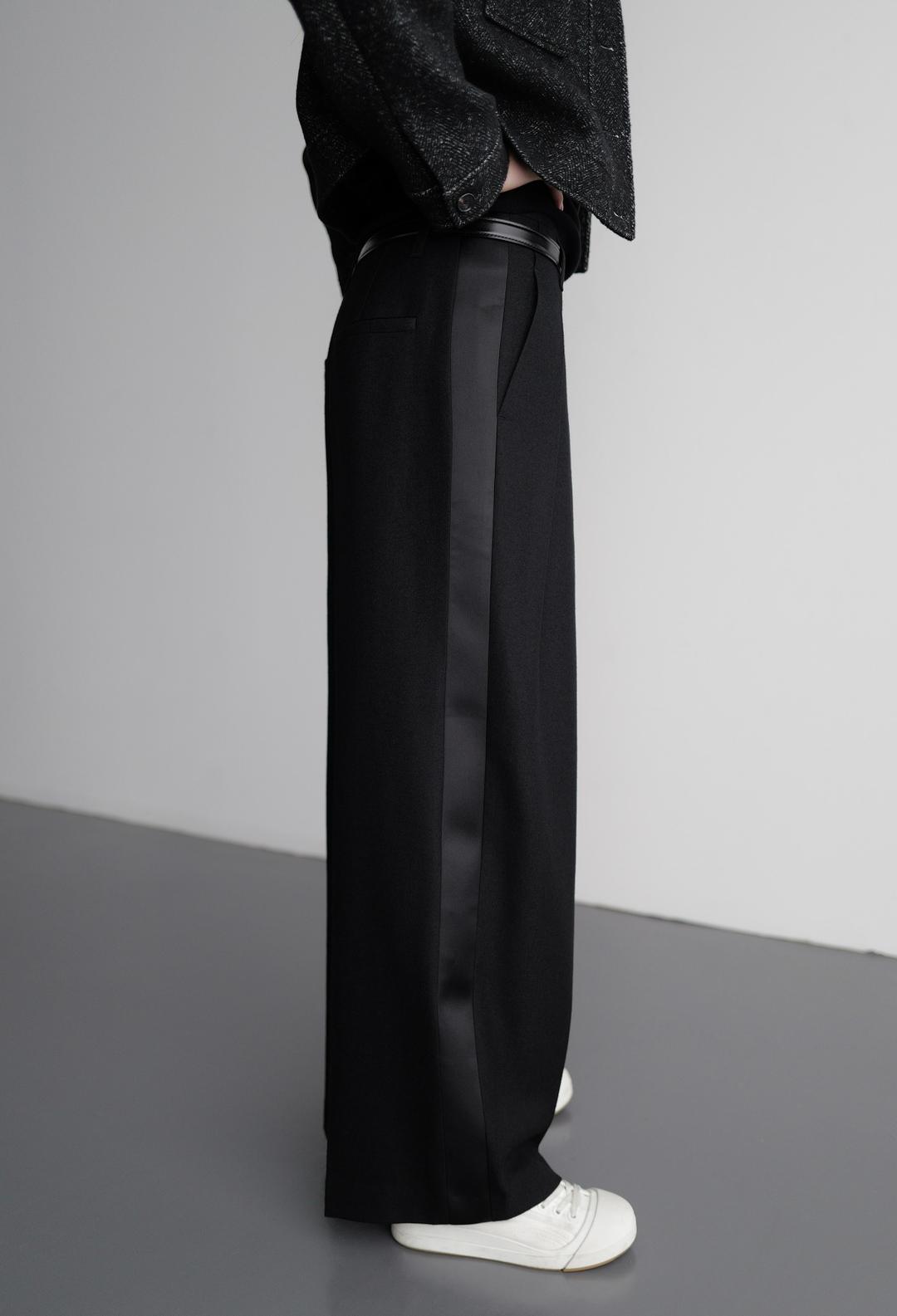 새틴 콤비 트라우저 블랙