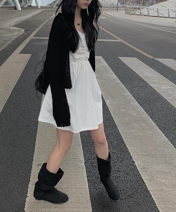 리븐 셔링 뷔스티에 나일론 원피스 (2color)