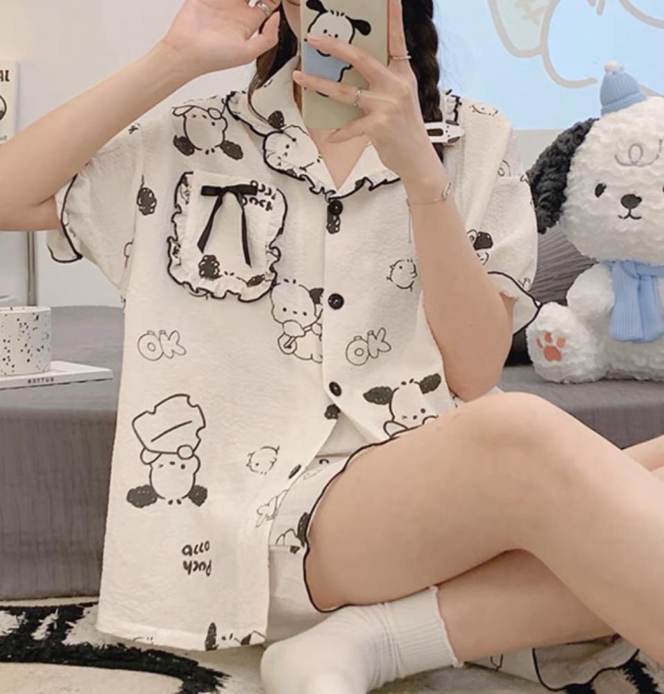 포차코 여름 잠옷 프릴 지짐이 파자마 산리오반팔잠옷