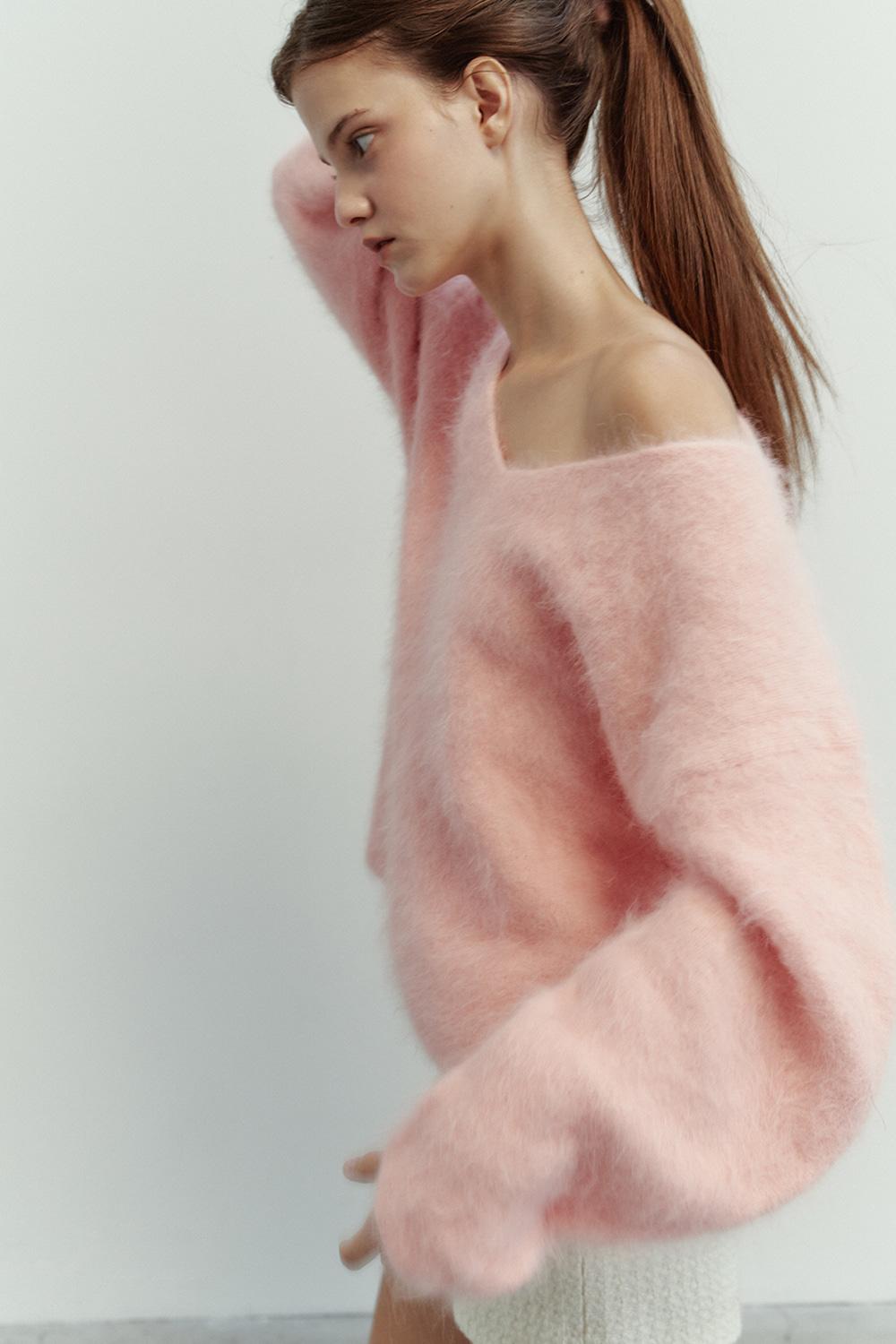 ANGORA BLEND V-NECK KNIT_TT3W311PK