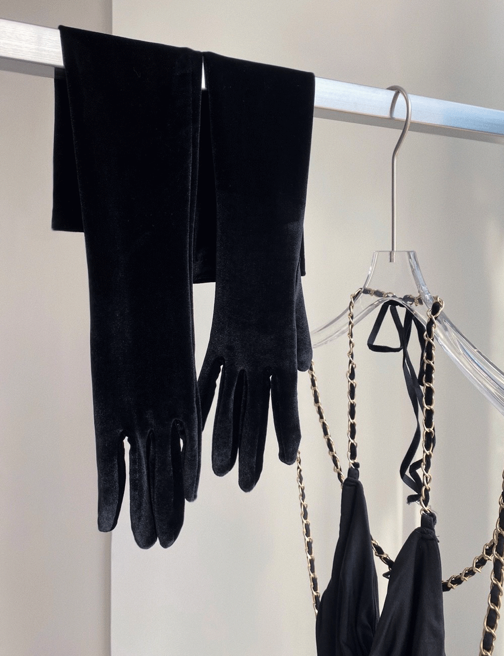 (당일발송,국내제작) 데몽 50cm 벨벳 롱 장갑