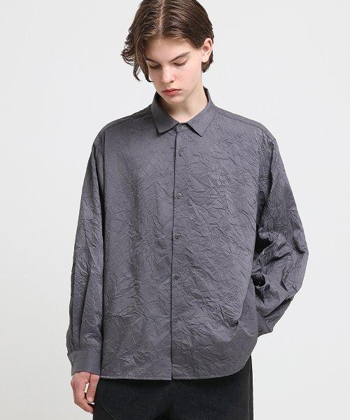 링클 크리즈 오버 셔츠 (그레이)
