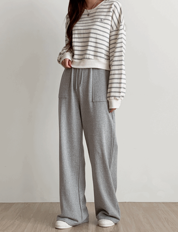 [쭈리/데일리} 계절마다 손이가는 탄탄 포켓 와이드 밴딩 트레이닝 팬츠 봄,가을,간절기,롱팬츠,4계절