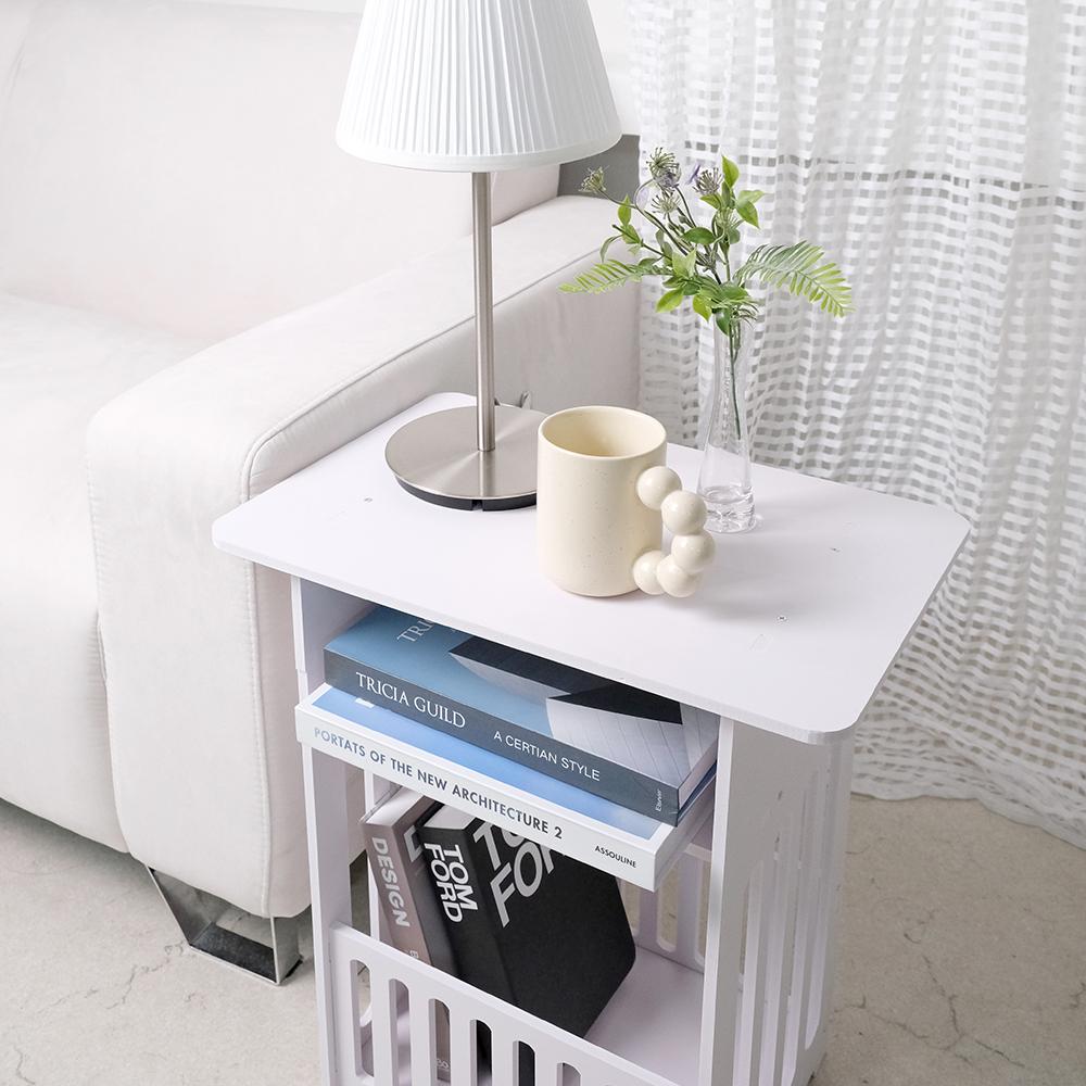 엘로몽키 조립식 미니 우드 협탁 거실 소파 침대 사이드 테이블 선반 수납장