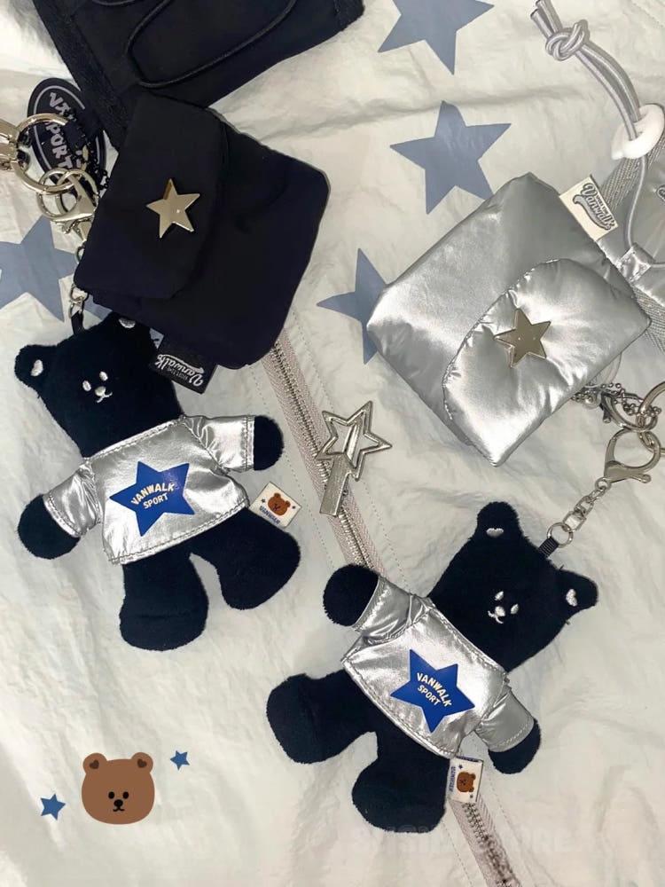 수심 Sport Star Pouch 스포츠 스타 에어팟 파우치 미니 키링 곰돌이 실버