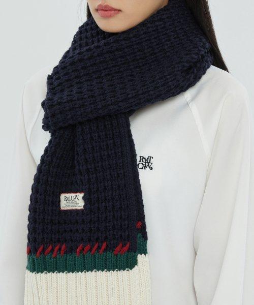 클래식 핸드 스티치 머플러_네이비