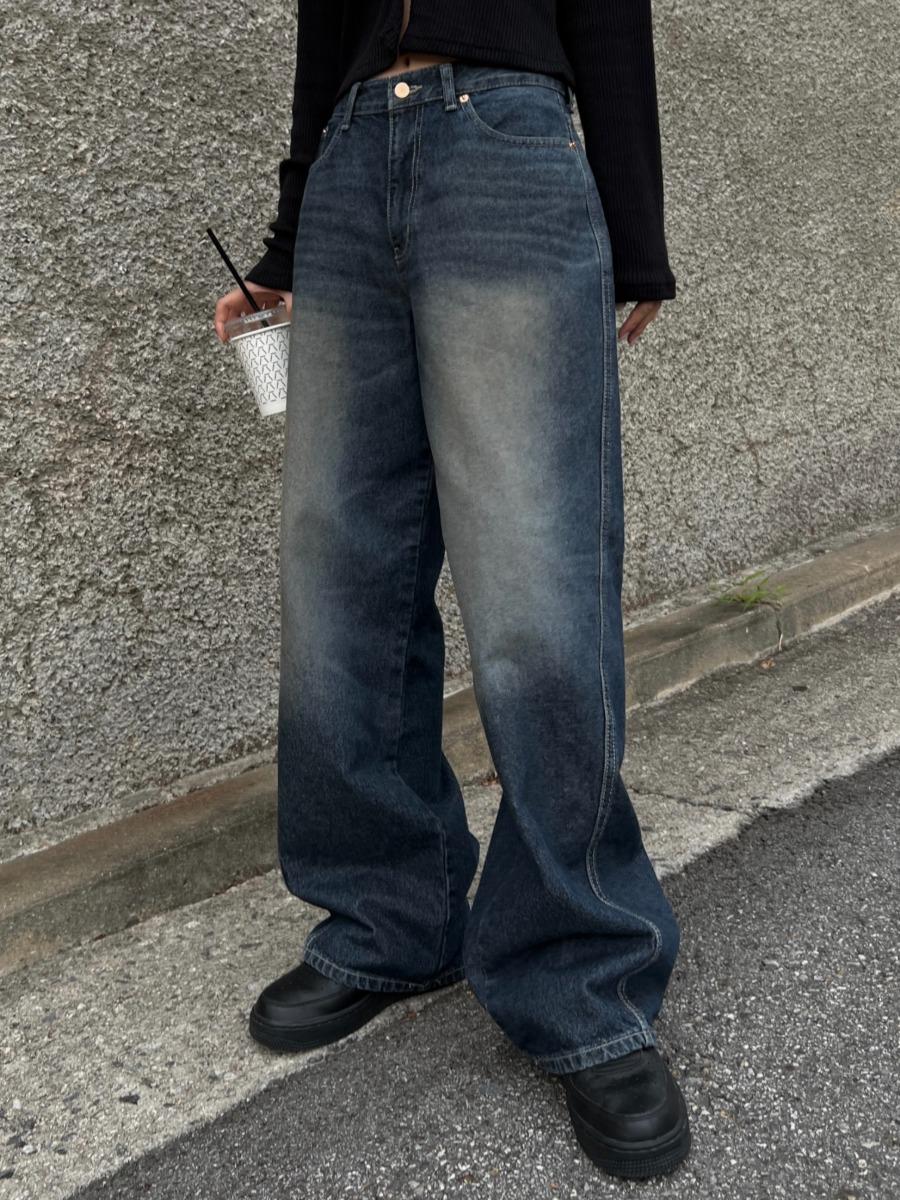 Teddy Wide Denim Pants (deep blue)