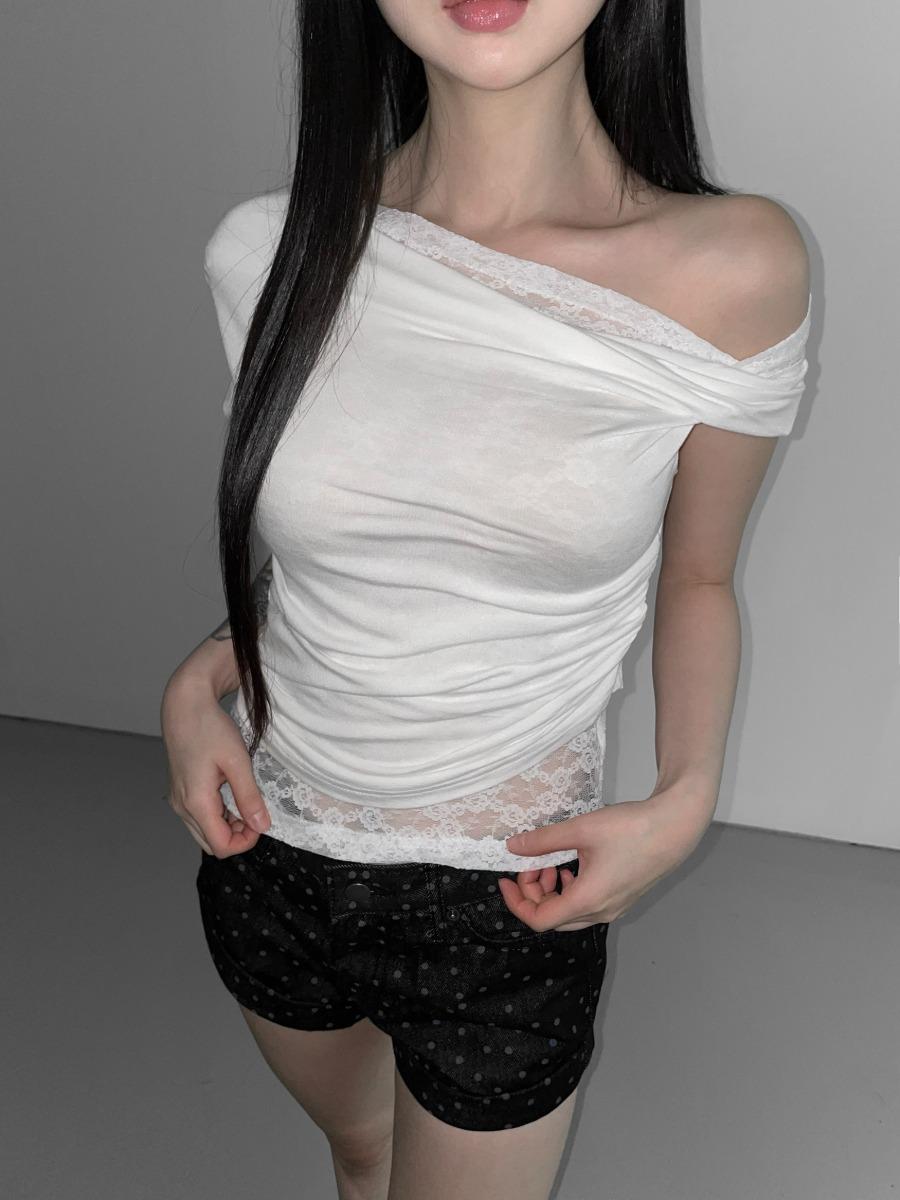 crop unbal drape top(3 color)