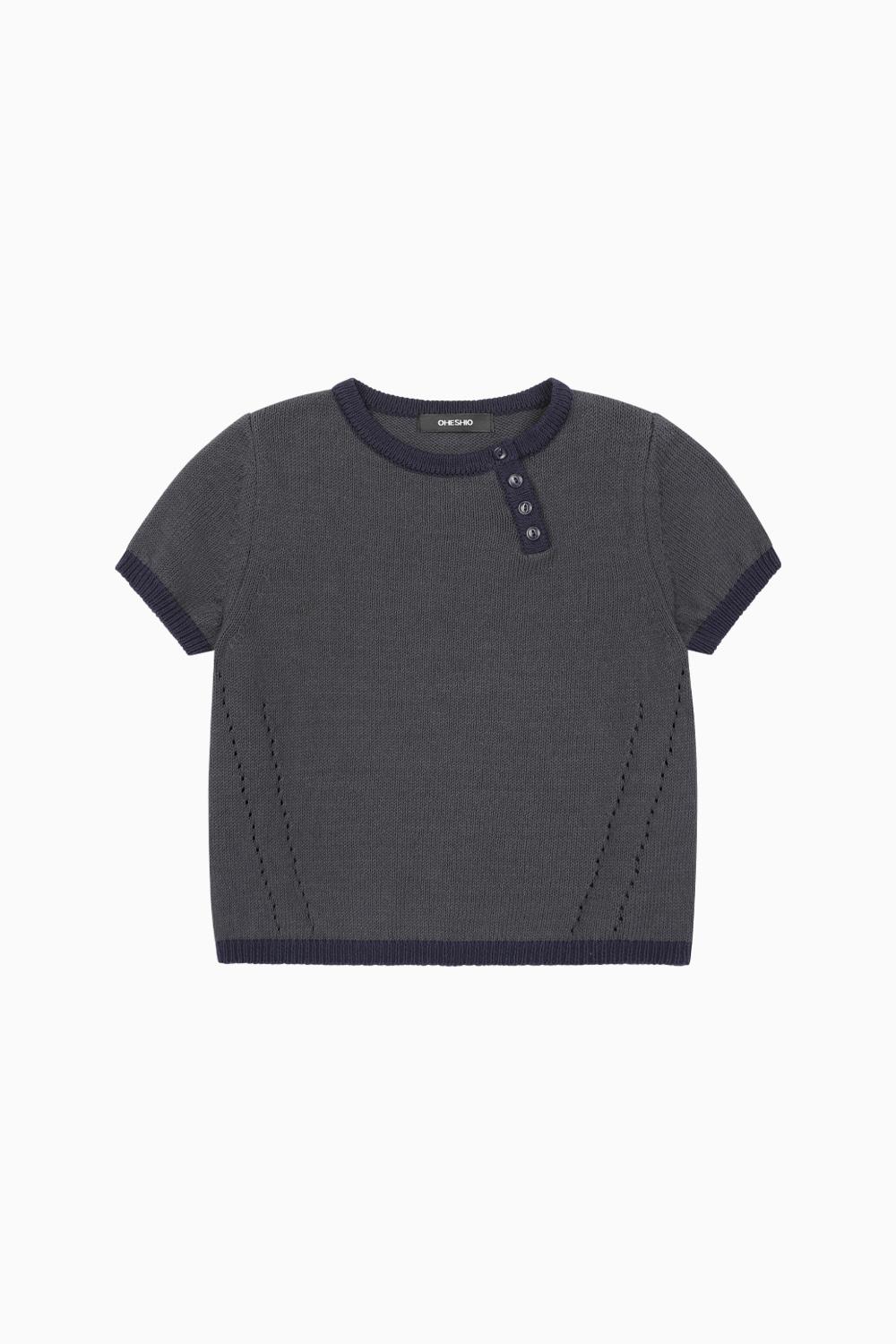 ROUND BUTTON KNIT, CHARCOAL