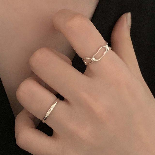 실버925 어글리 타원 레이어드 반지 (실버,로즈골드)