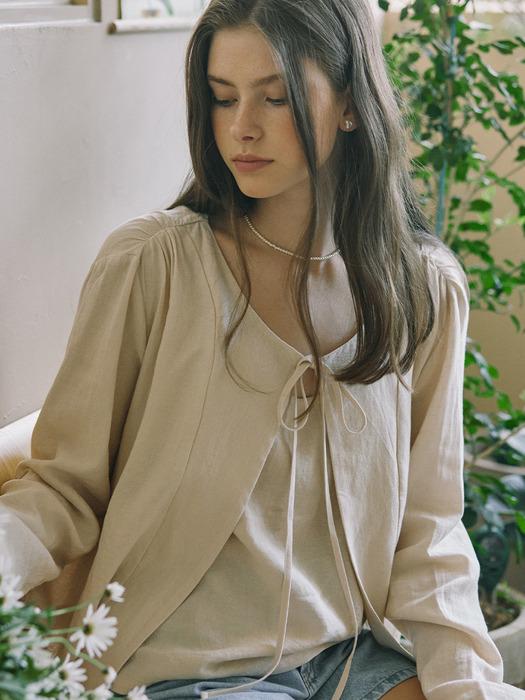 Linen Shirring Cardigan - 4Color