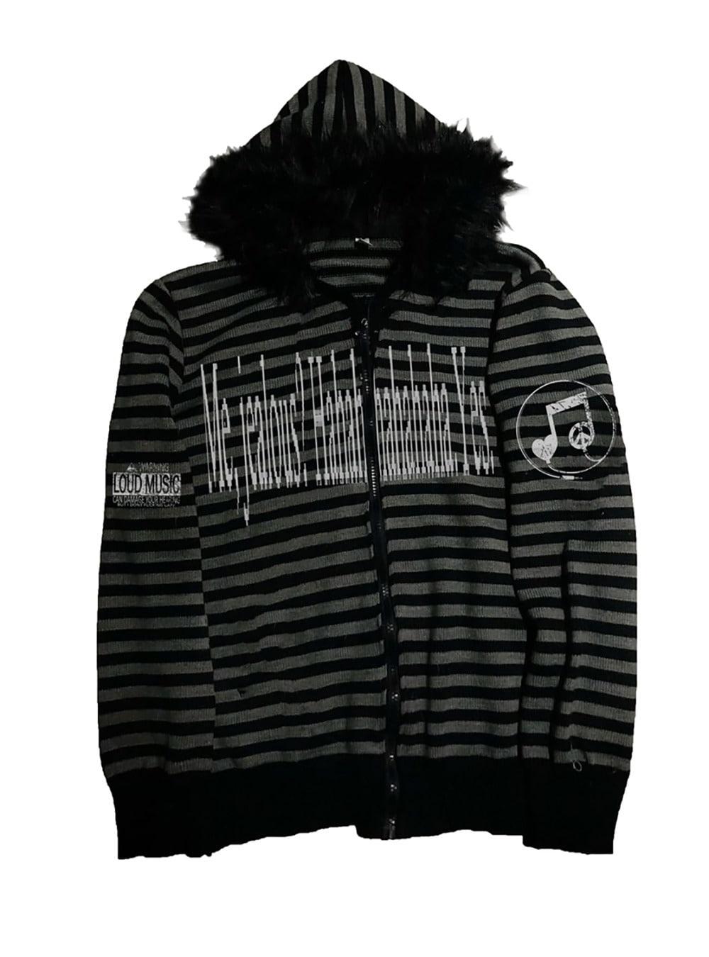 Striped Knit Zip-Up Hoodie