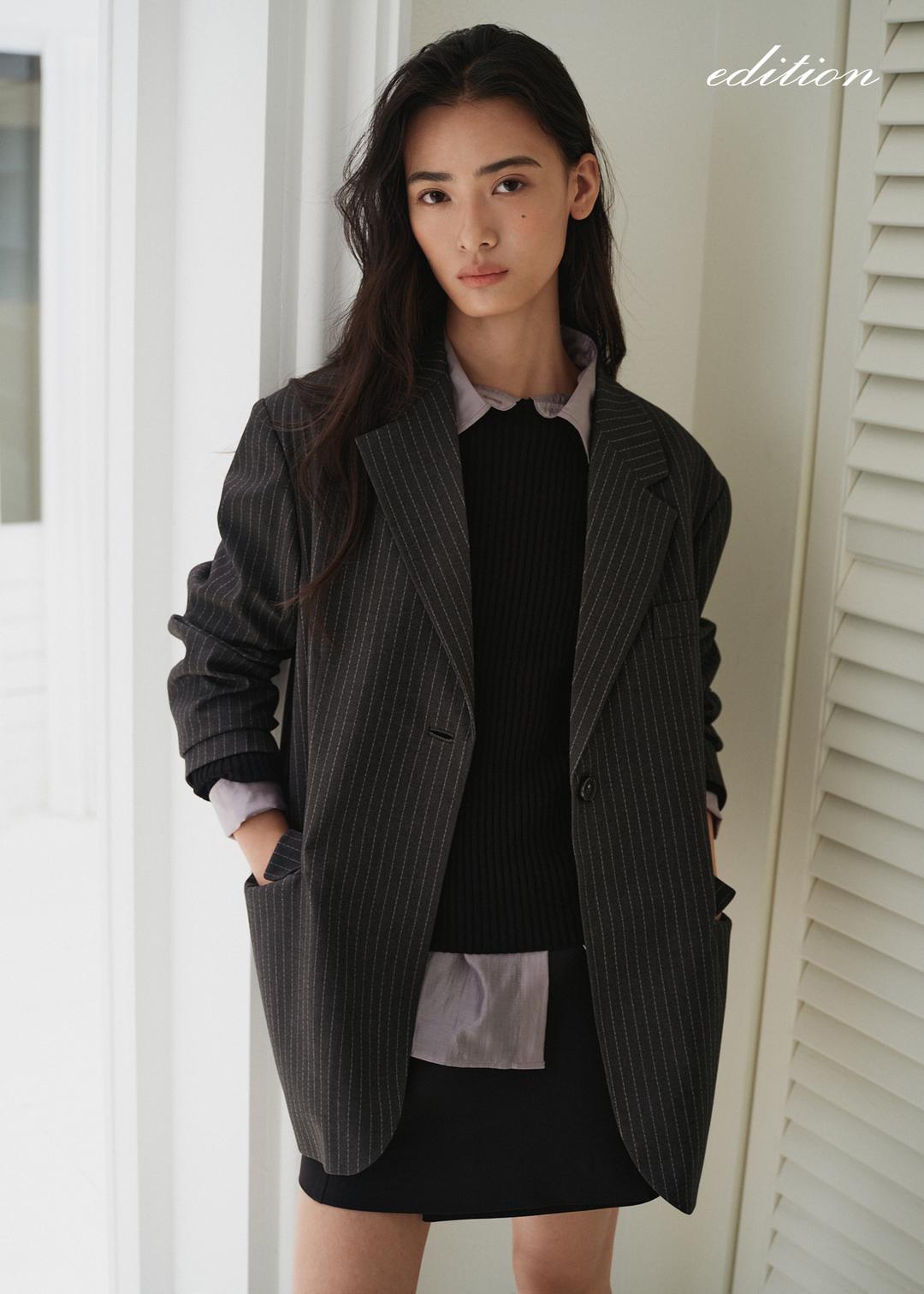 STRIPE OVER JACKET (CHARCOAL)