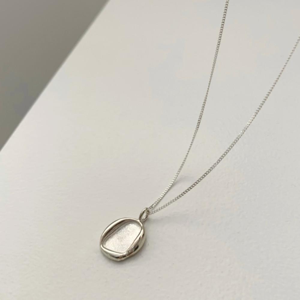 silver925 오벌 홀 텍스쳐 목걸이