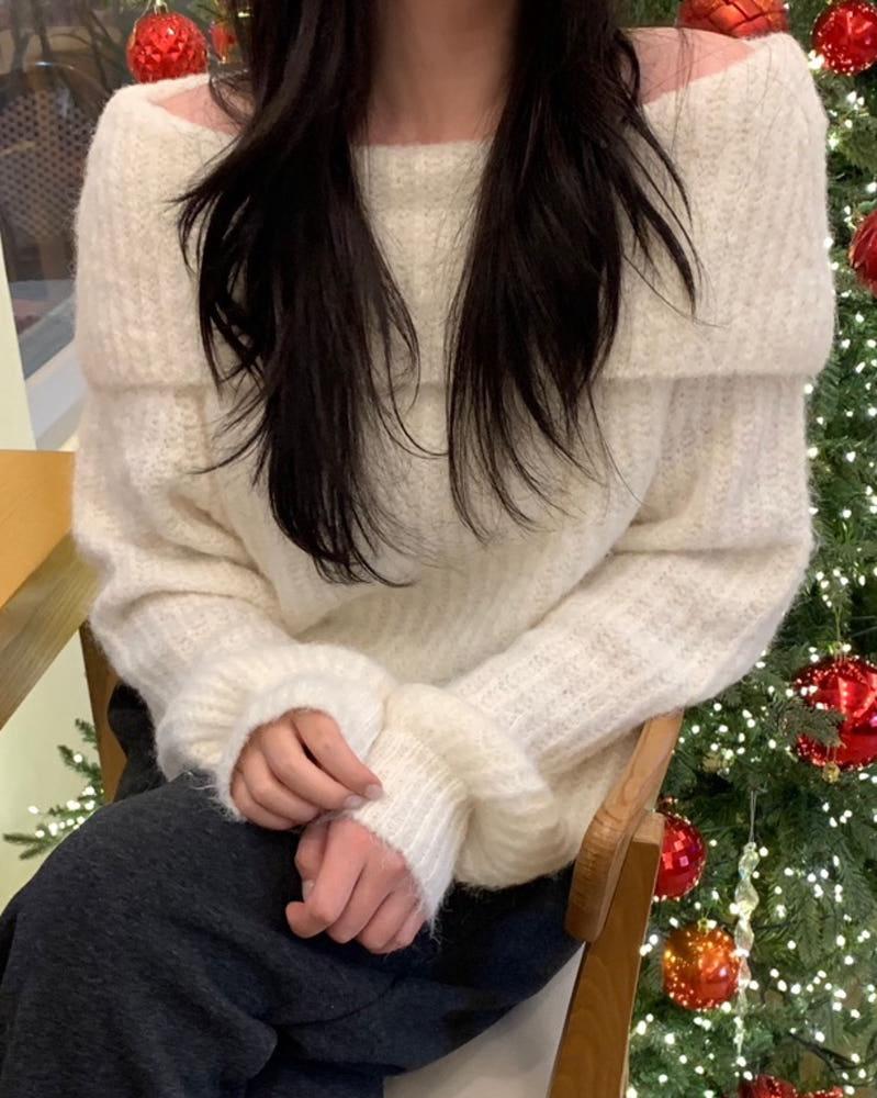 [프리마인] 이브 부클 오프숄더 니트 3color