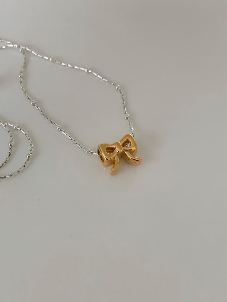실버925 18K도금 샐리 리본 은 목걸이