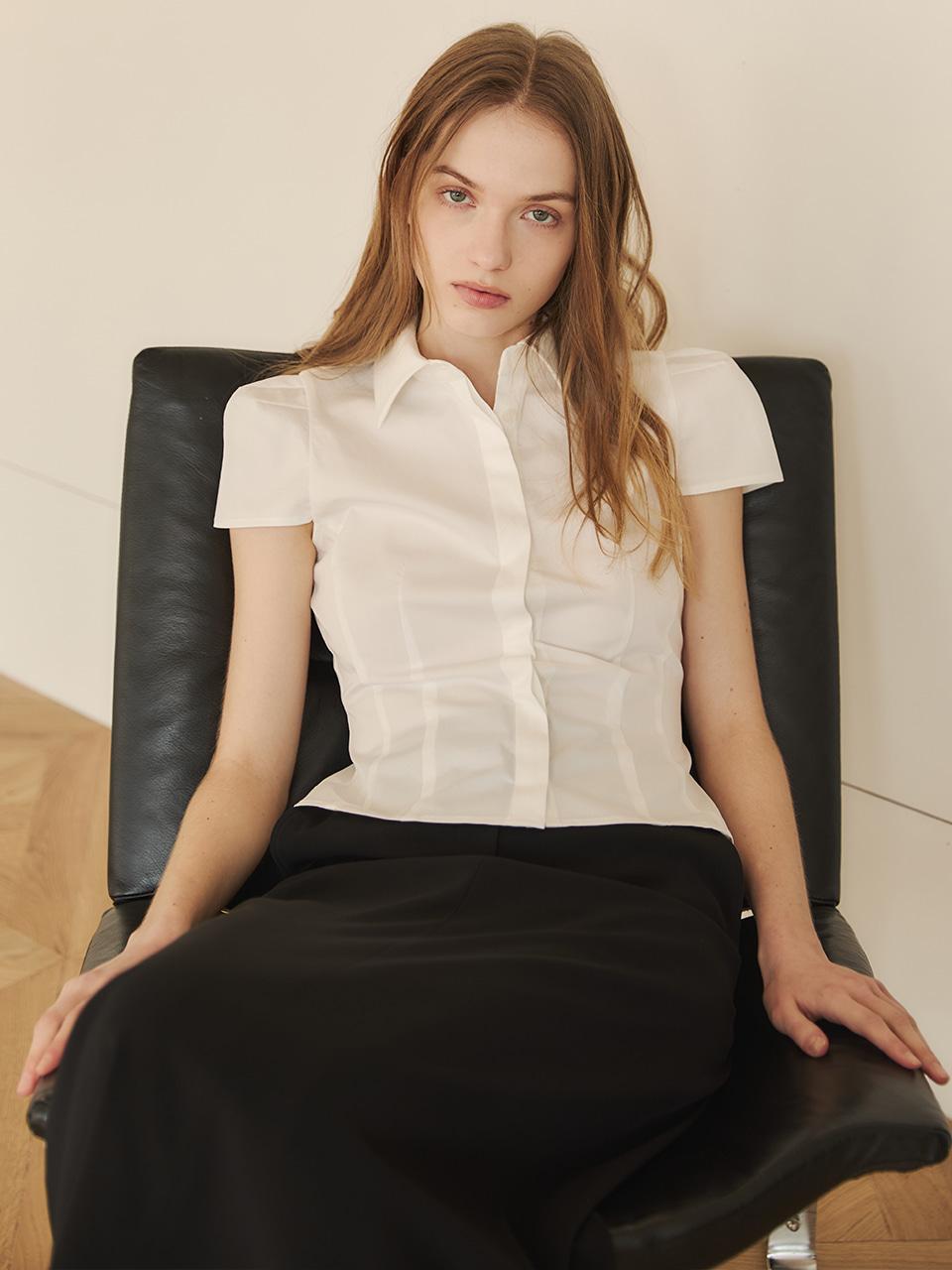 CAP SLEEVE FITTED SHIRT OFF WHITE