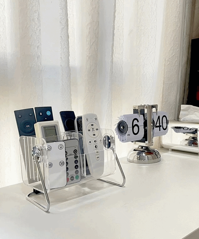 리모컨모아 투명 아크릴 칸칸이 정리함 책상 정리 브러쉬 보관