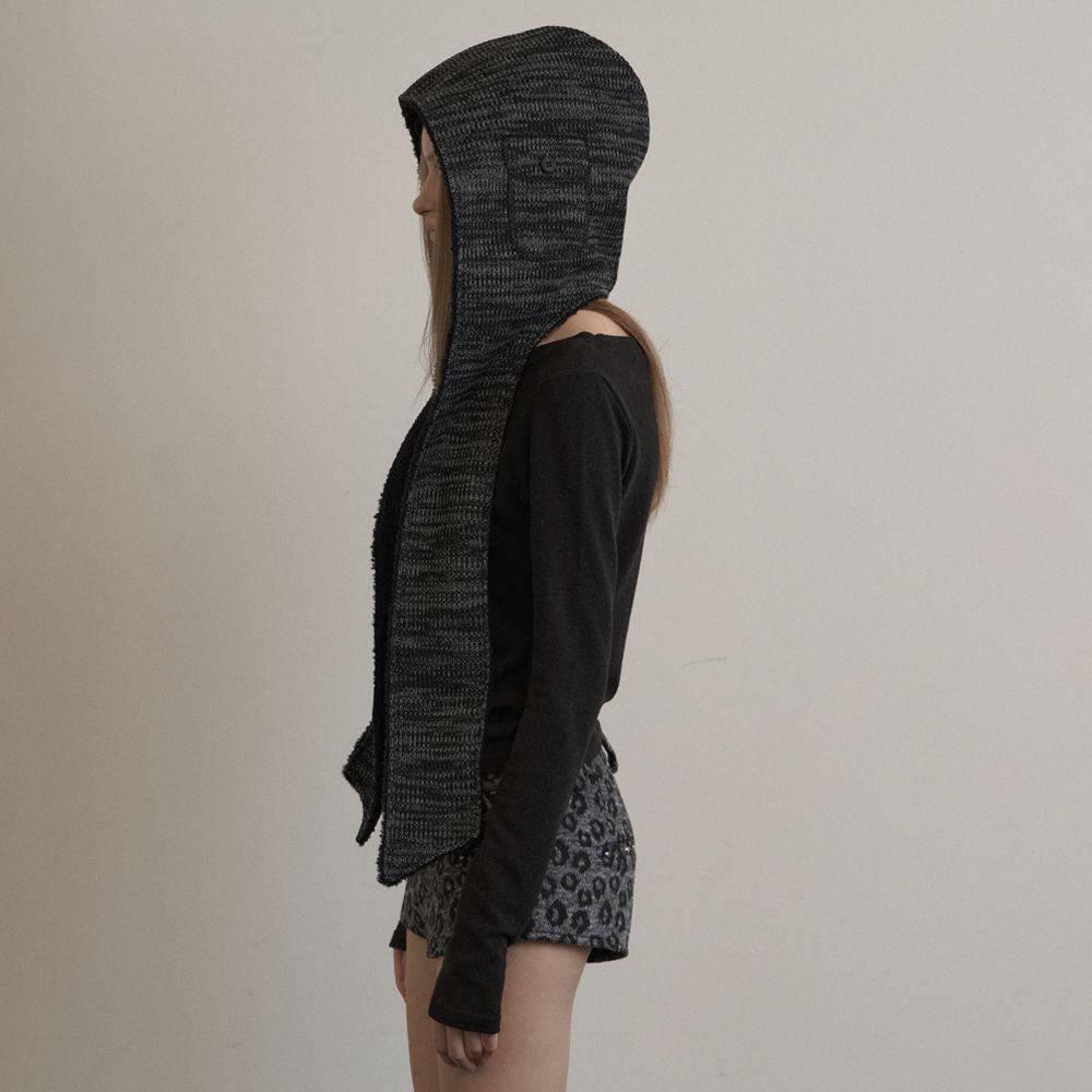 POCKET HOODIE MUFFLER BLACK