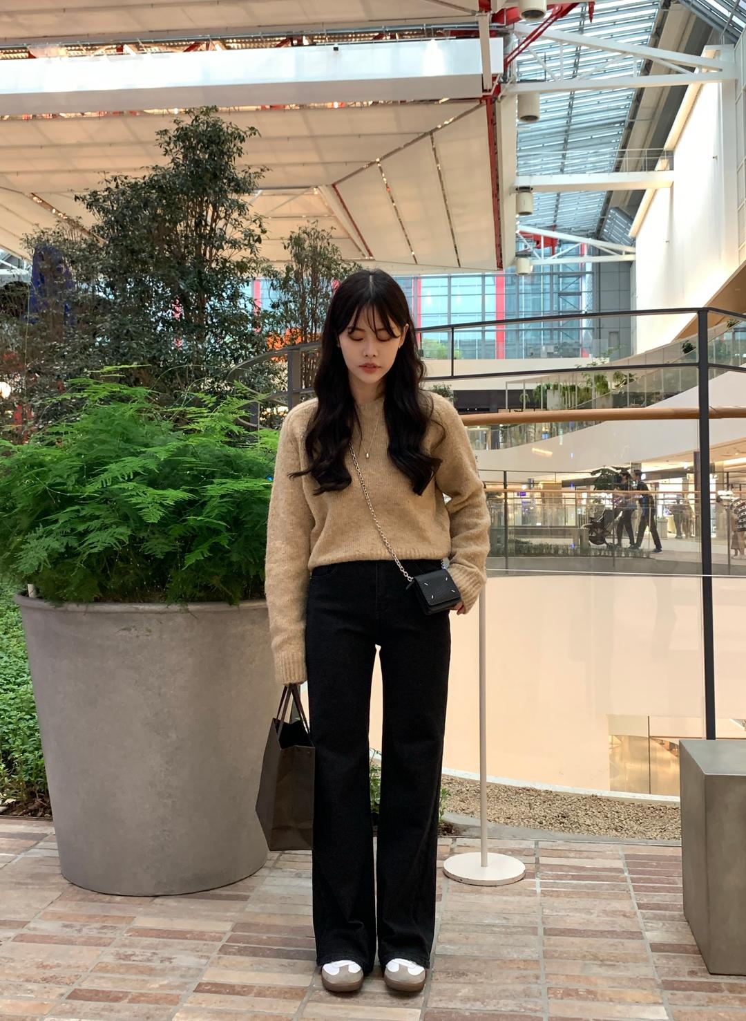 DARKGREY SEMI WIDE LONG DENIM PANTS