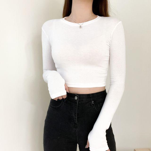 [3천장판매/10컬러/1+1할인] 워머 라운드 크롭 긴팔티