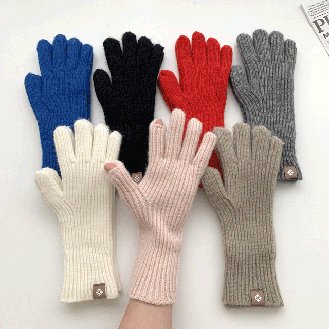 [당일출고!!/1+1할인] 롱롱 울 니트 손가락 겨울 니트 골지 스마트폰 터치 커플 방한 장갑 7color