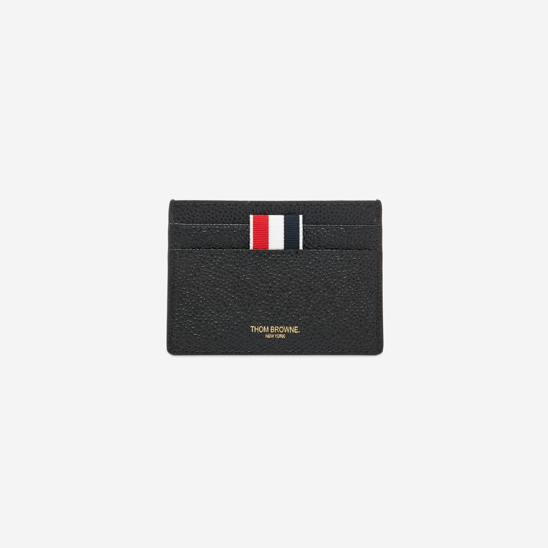 Thom Browne Pebble Grain Leather Stripe Single Card Holder Black