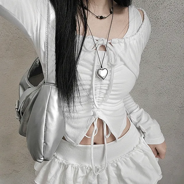 [주문폭주🖤] 발레코어 리본셔링 나시 터치볼레로 티셔츠 3colors