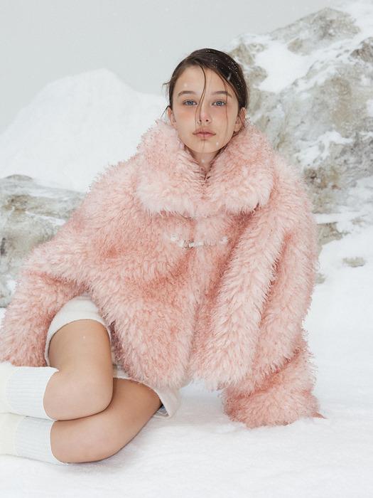 SHEARING BUCKLE FUR CROP JACKET_TT3W011PK