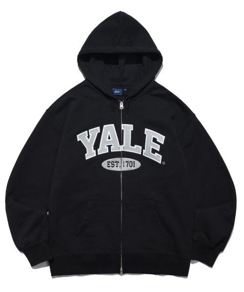 2 TONE ARCH HOODIE ZIP UP BLACK