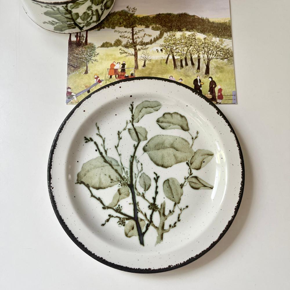 [영국빈티지]미드윈터_그린 리브스 브래드접시 플레이트 스톤웨어 스톤헨지 미드센츄리/MIDWINTER LTD_Green Leaves Plate