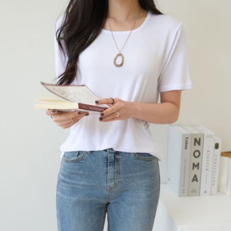 이런 상품 어때요? 여성 레이온 스판 무지 스퀘어넥 여름 반팔 티셔츠 제이온